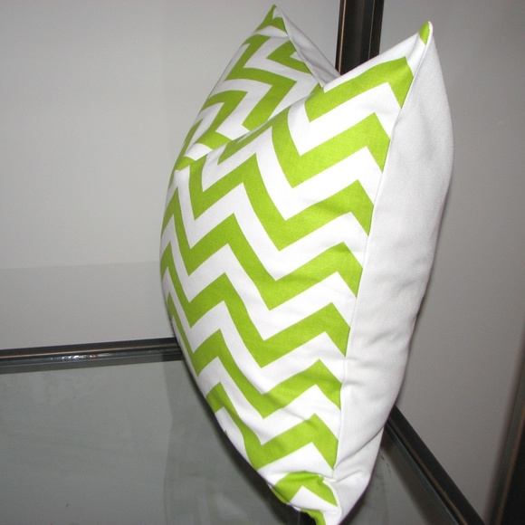 Green/White Chevron Designer Throw Pillow - Picture 2 of 2